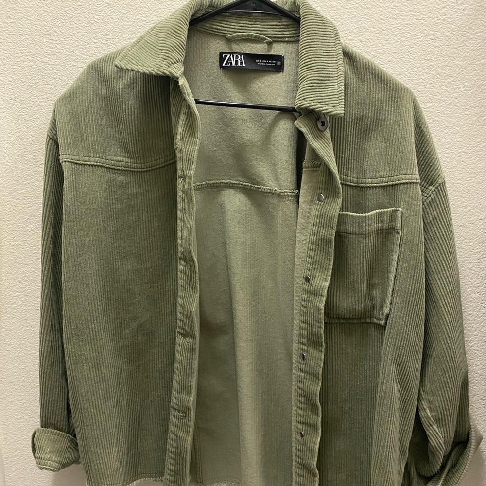 Zara Olive Green Corduroy Shacket
